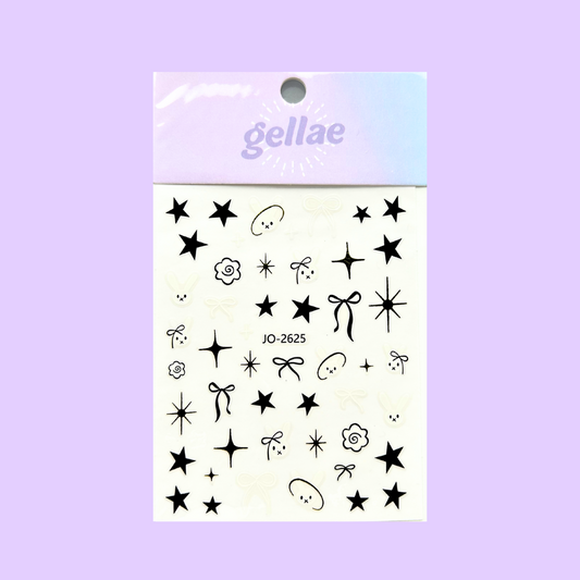 Gellae Bunny Star Black White Nail Decal Stickers