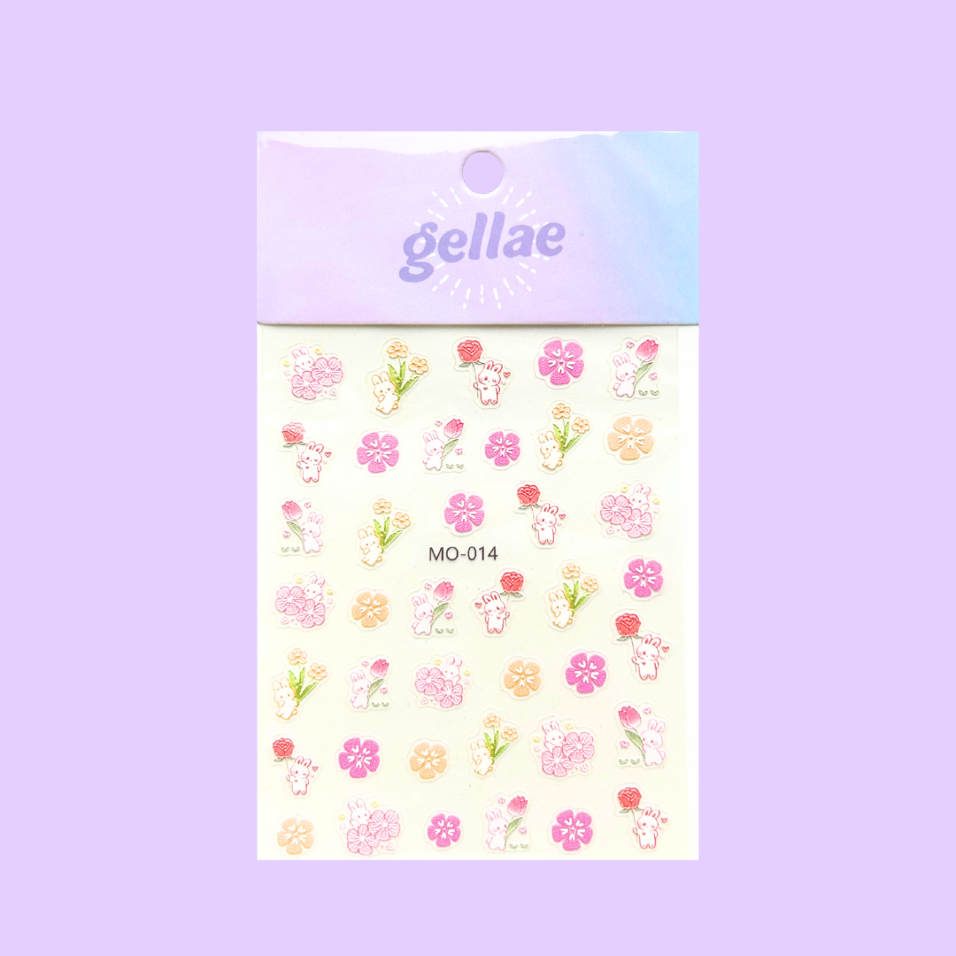 Bunny Gives Flowers Nail Decal Stickers