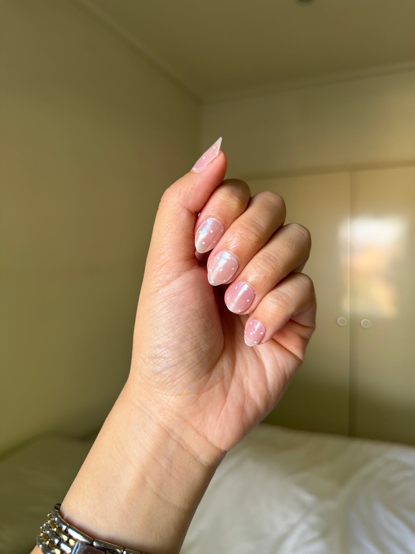 NEW Frosted Pink Polka DIY Semicured Gel Nail Sticker Kit