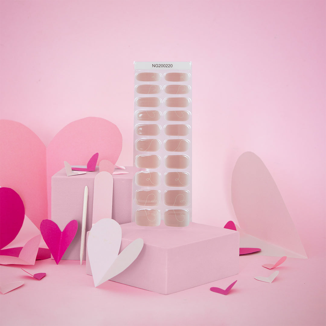 Gellae Cupid Heart Swirl DIY Semicured Gel Nail Sticker Kit Nail Strip