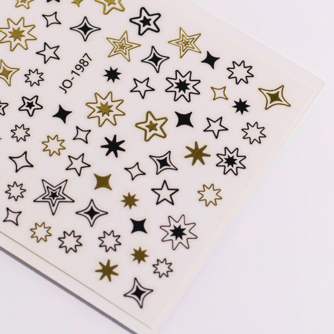 New Year Stars Nail Decals DIY Semicured Gel Nail Sticker Kit (Christmas Limited Edition)