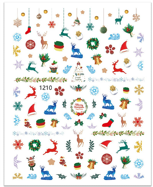 Christmas Nail Decals DIY Semicured Gel Nail Sticker Kit (Christmas Limited Edition)