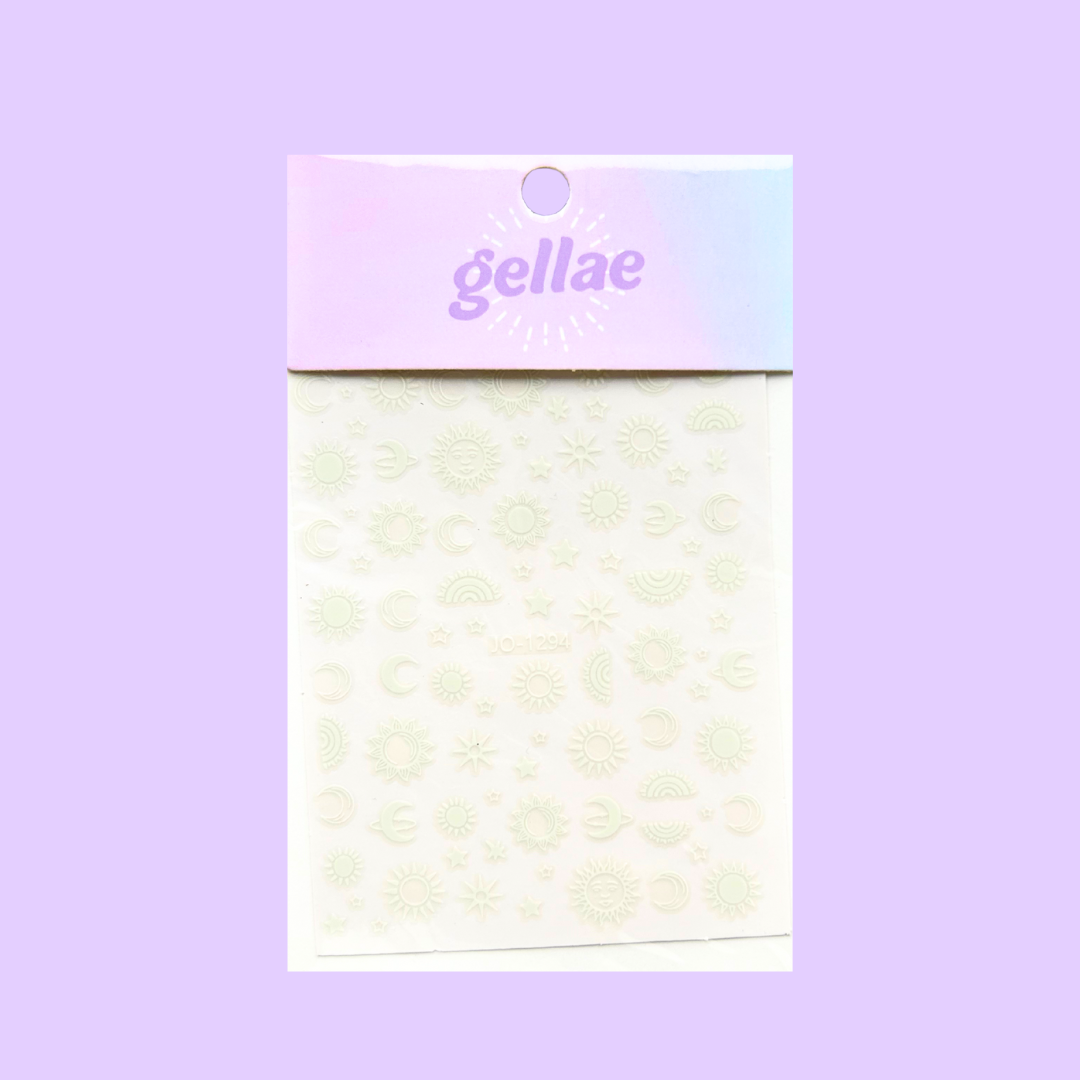 Gellae Glow In The Dark Sun Moon Nail Decal Stickers