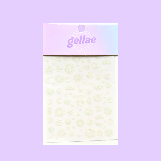 Gellae Glow In The Dark Sun Moon Nail Decal Stickers