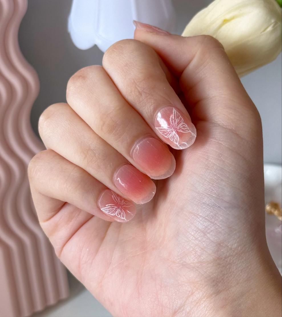 Blush Wing Aura DIY Semicured Gel Nail Sticker Kit