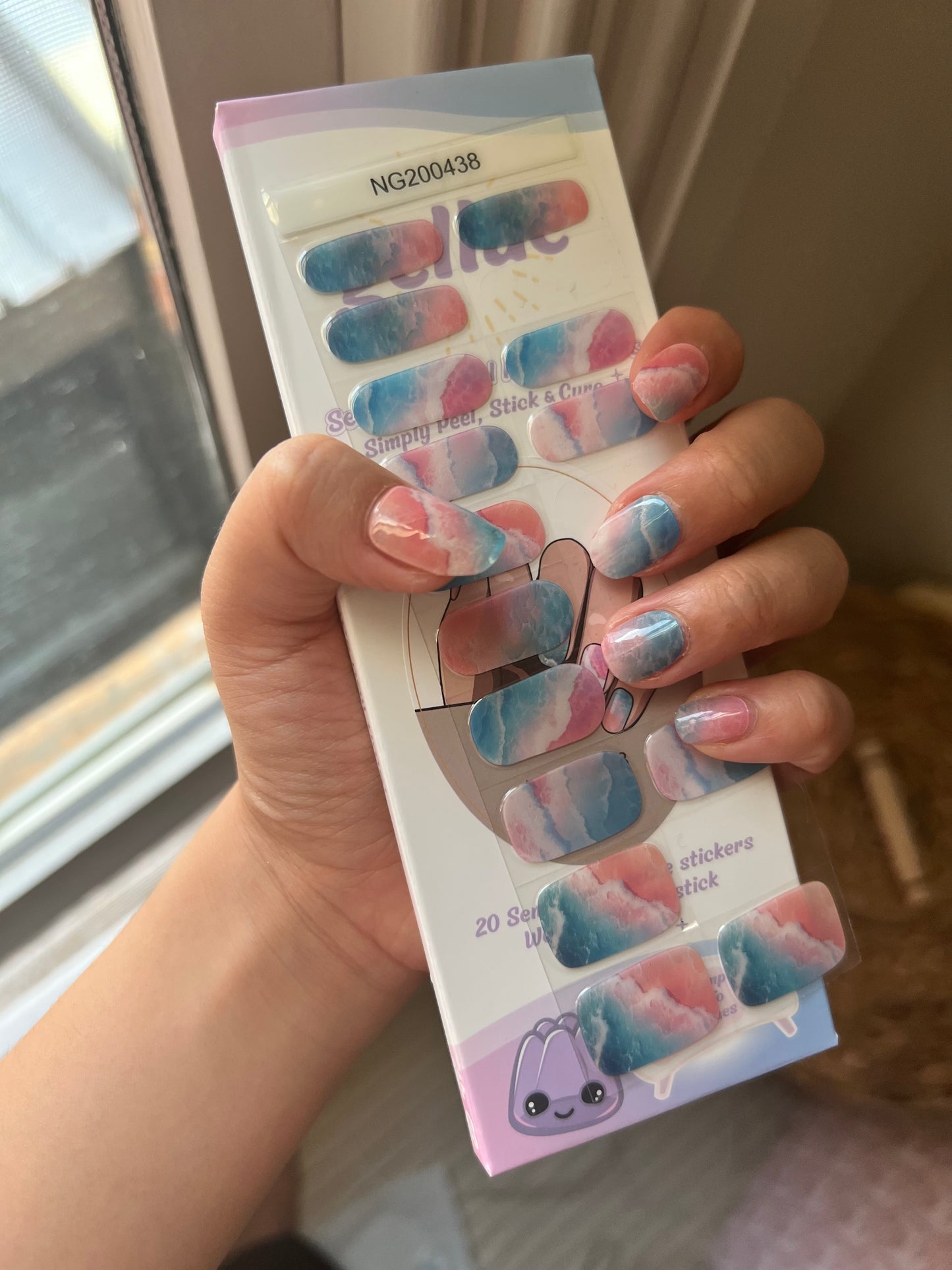 Coral Sunset Waves DIY Semicured Gel Nail Sticker Kit