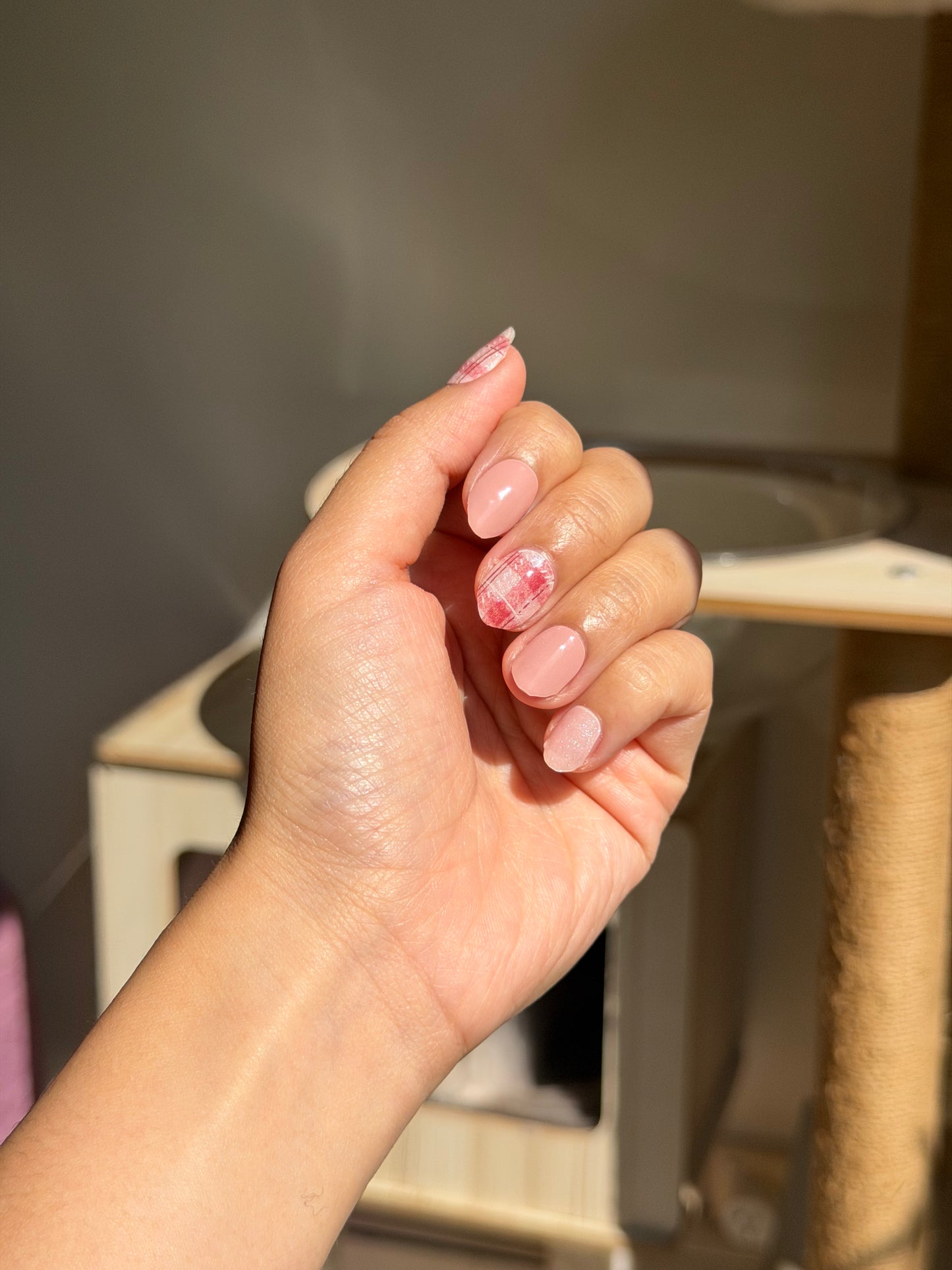 NEW Peach Plaid Picnic DIY Semicured Gel Nail Sticker Kit