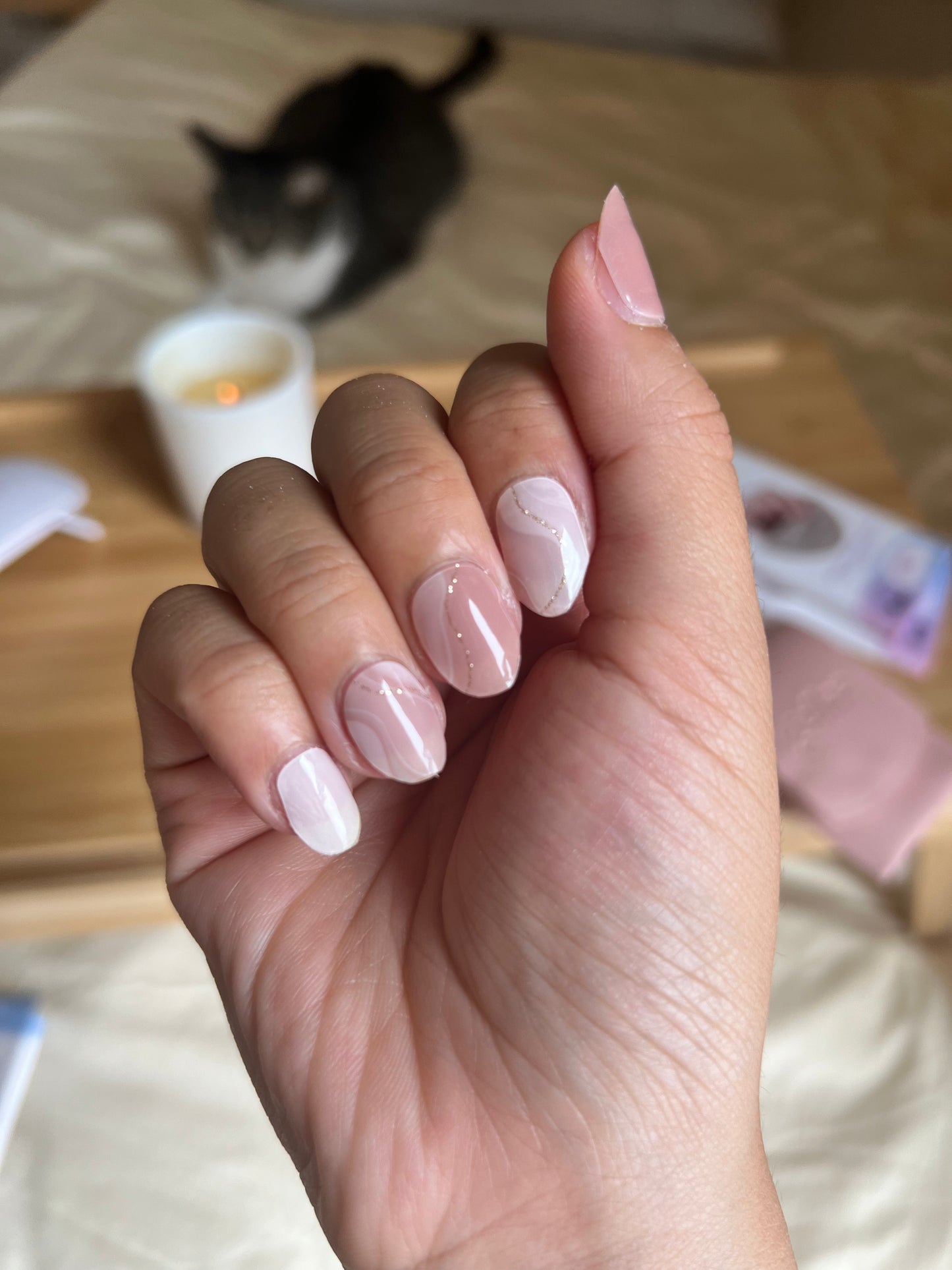 Marbled Blush Iced Latte DIY Semicured Gel Nail Sticker Kit