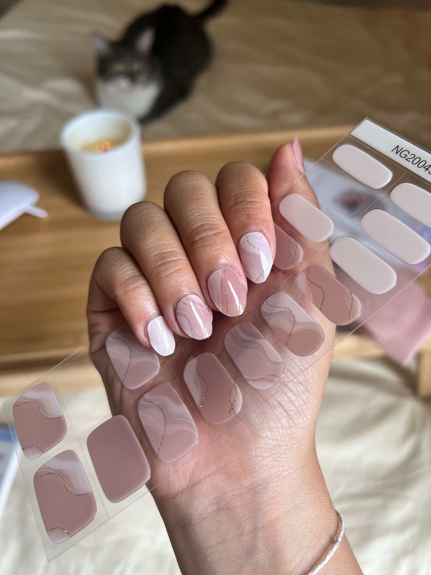 Marbled Blush Iced Latte DIY Semicured Gel Nail Sticker Kit