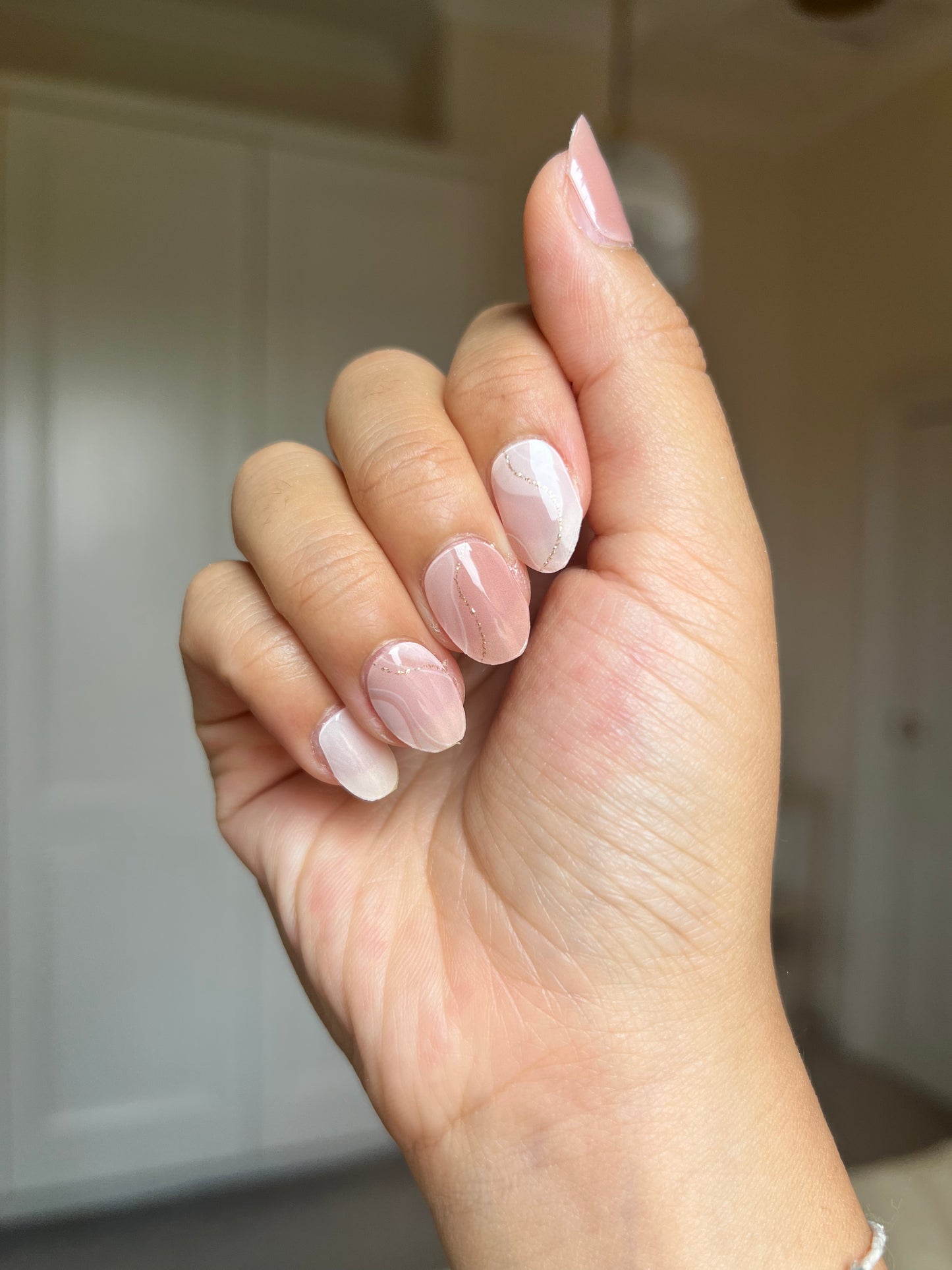 Marbled Blush Iced Latte DIY Semicured Gel Nail Sticker Kit
