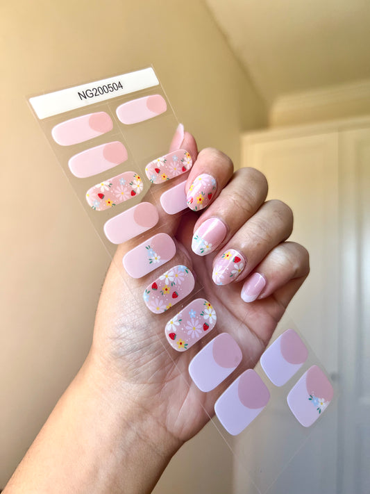 NEW Strawberry Nude French Tip DIY Semicured Gel Nail Sticker Kit