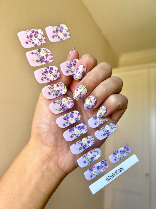 NEW Pastel Purple Lavender Bloom DIY Semicured Gel Nail Sticker Kit