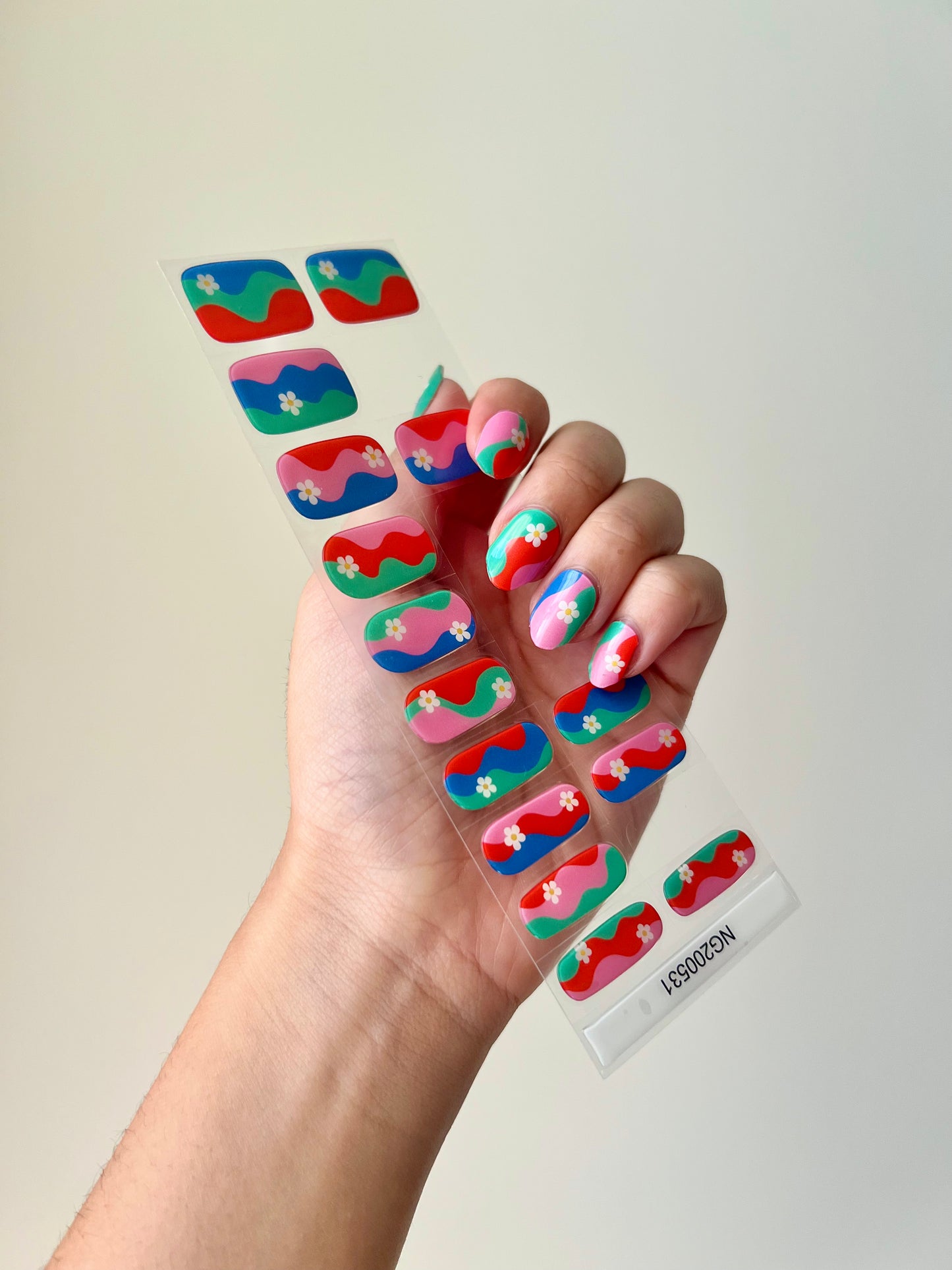 NEW Retro Rainbow Flower Power DIY Semicured Gel Nail Sticker Kit