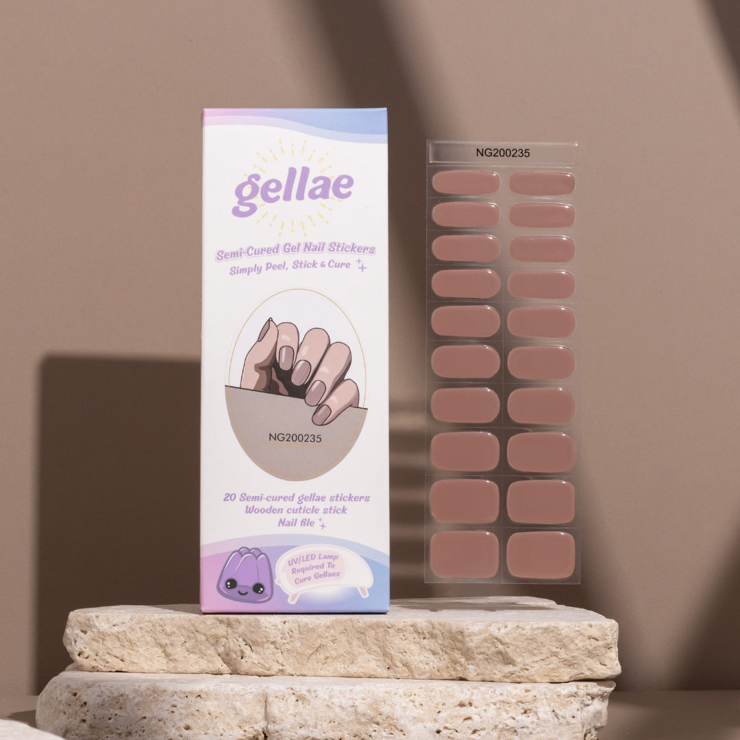 Mocha Brown DIY Semicured Gellae Gel Nail Sticker Kit (LIMITED EDITION)
