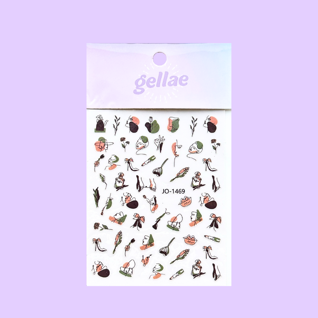 Gellae Modern Women Line Art Nail Decal Stickers