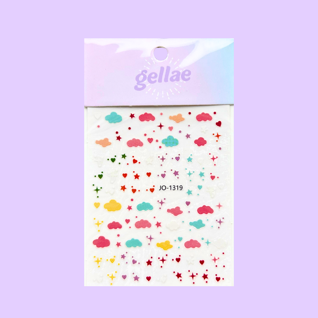 Multi-Colour Cloud Star Twinkle Nail Decal Stickers