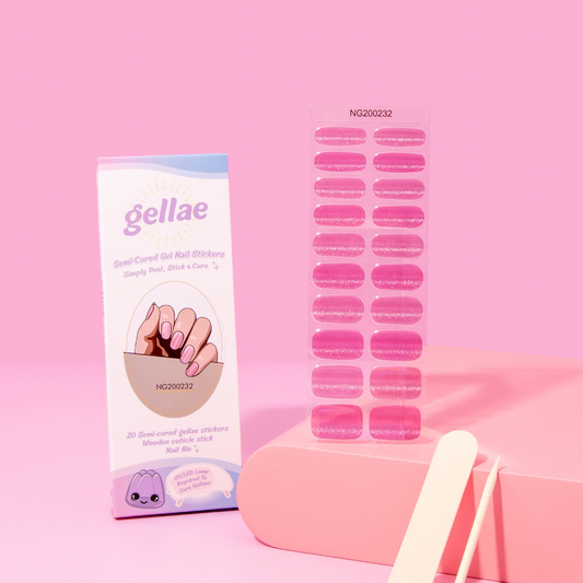 Gellae Pink Aurora Shimmer DIY Semicured Gel Nail Sticker Kit