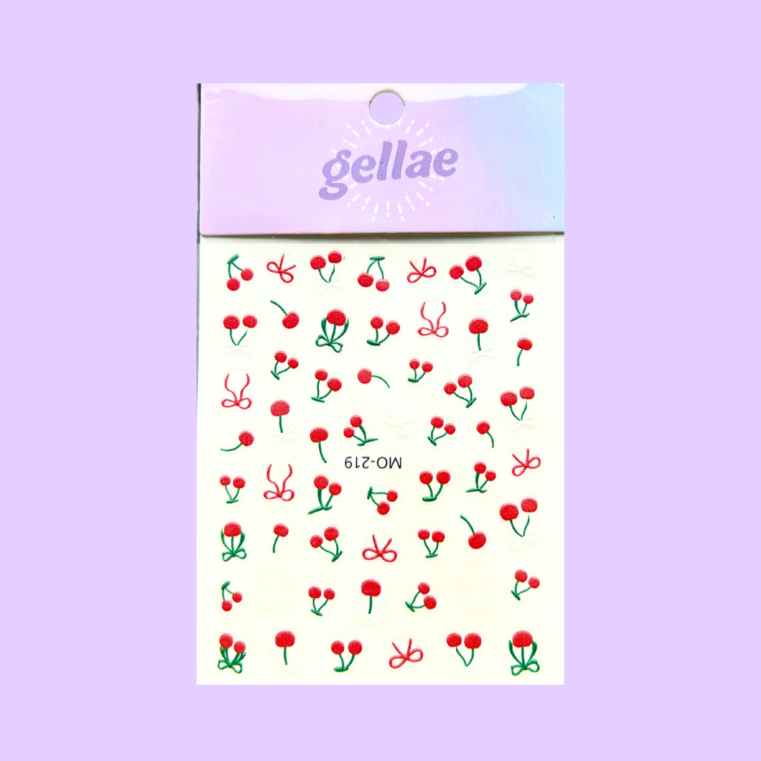 Gellae Red Cherry Ribbon Nail Decal Stickers