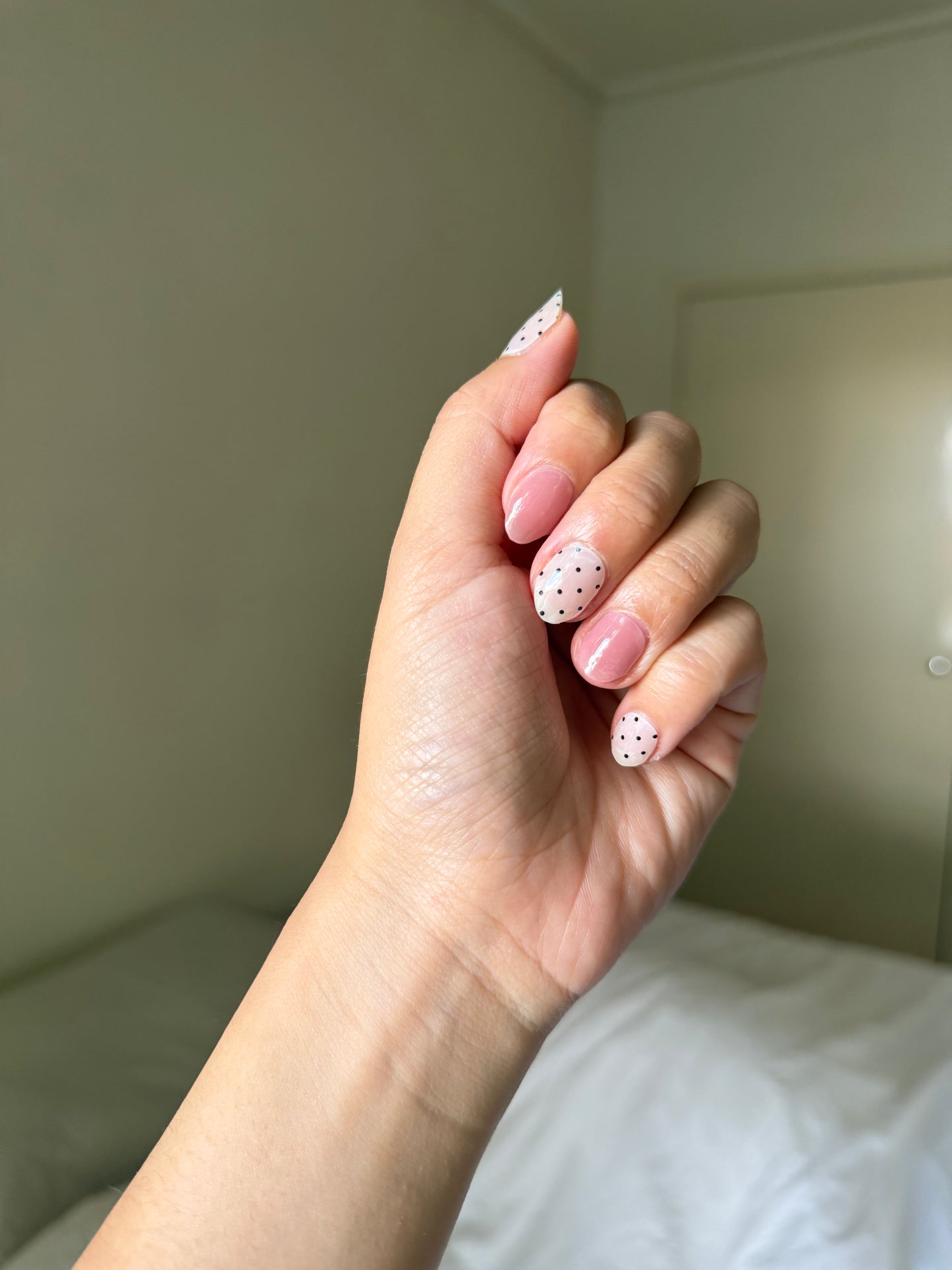 NEW Rosy Apricot Polka DIY Semicured Gel Nail Sticker Kit