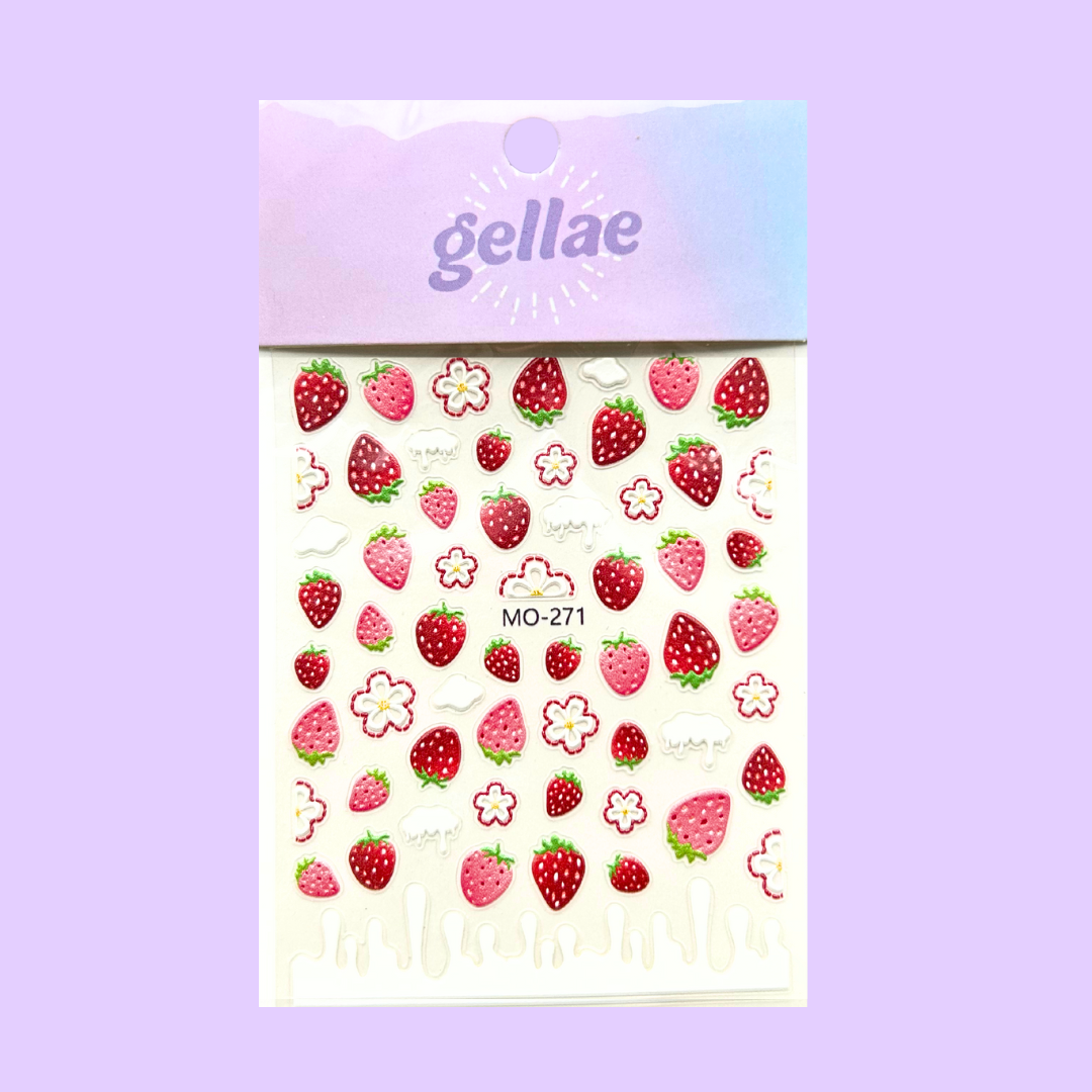 Gellae Strawberry Cloud Nail Decal Stickers