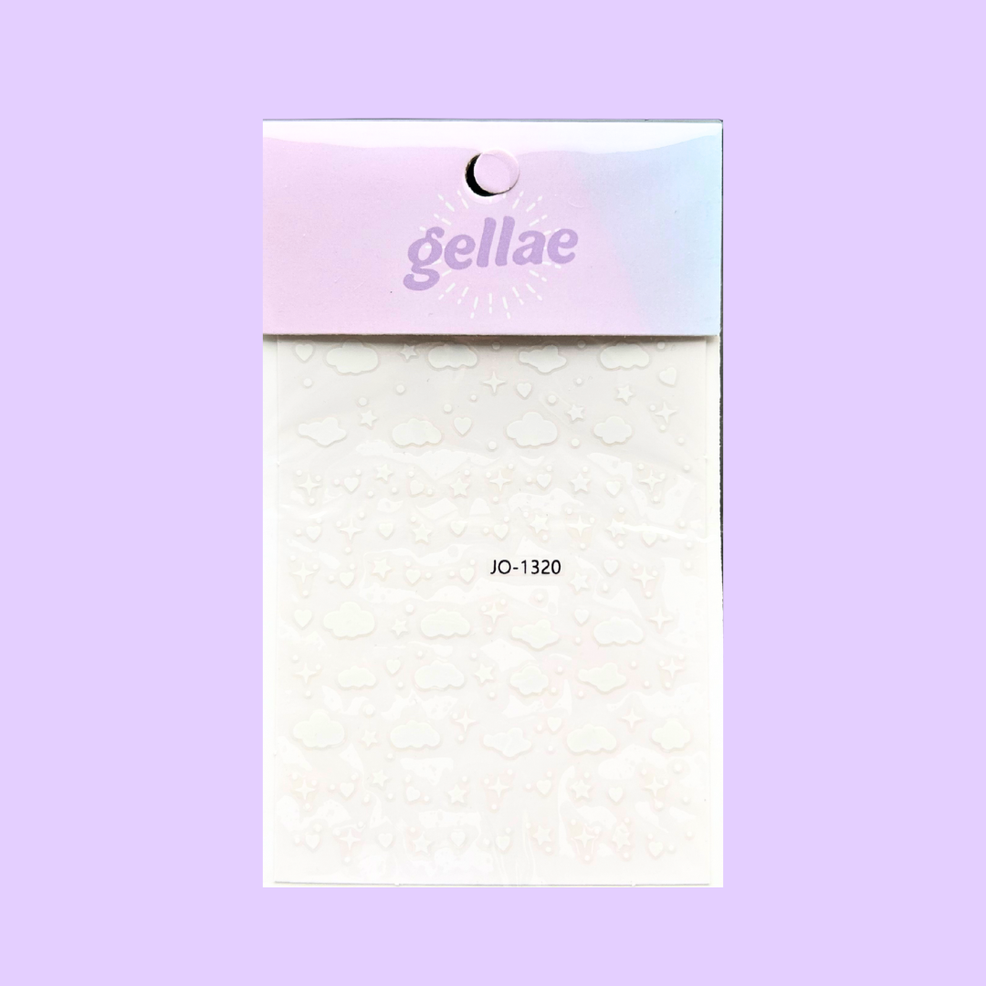 Gellae White Cloud Star Twinkle Nail Decal Stickers