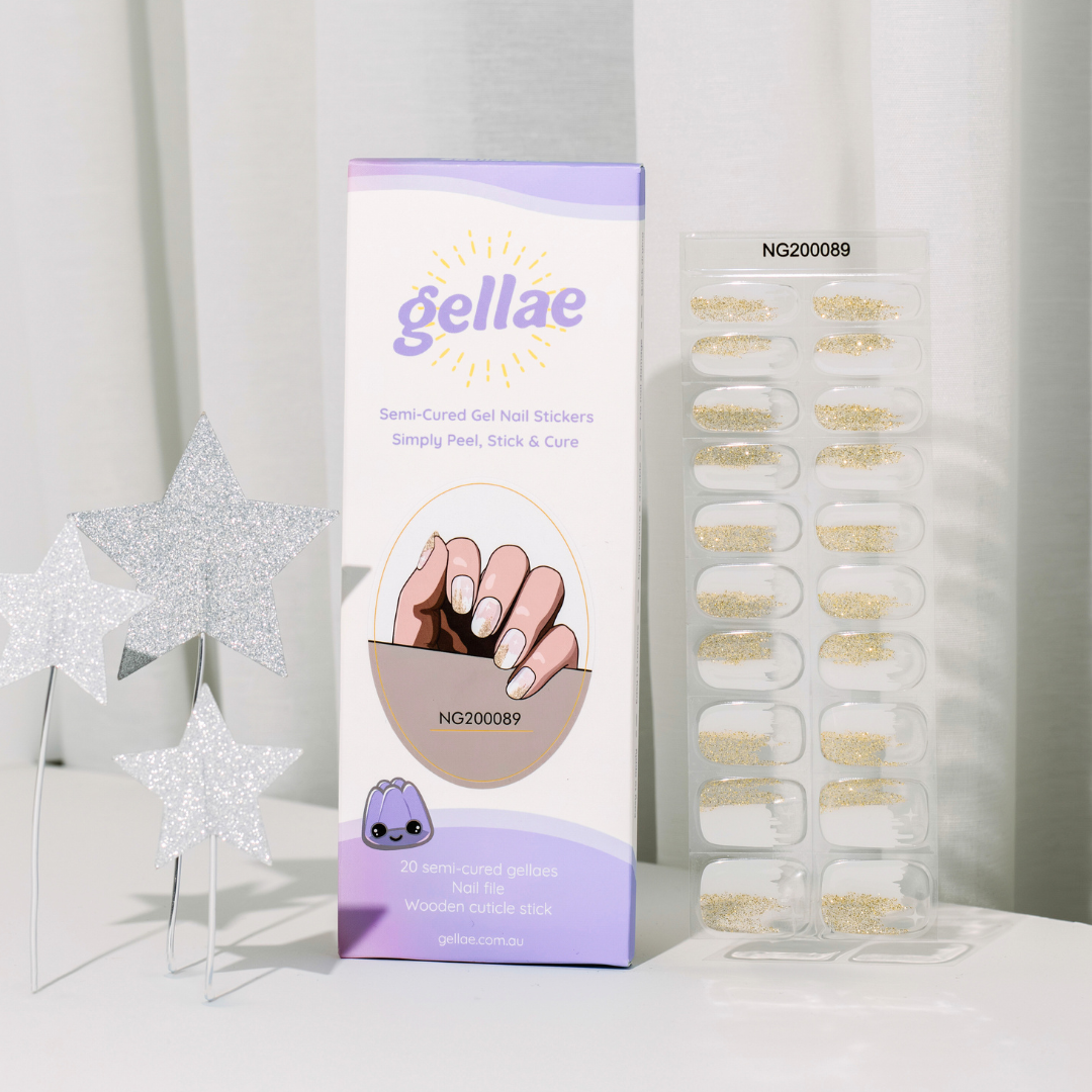 White Gold Glitter DIY Semicured Gel Nail Sticker Kit (LIMITED EDITION)