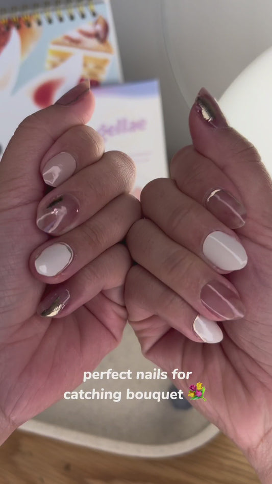 Kit de pegatinas para uñas de gel semicurado con diseño de rosa mármol francés