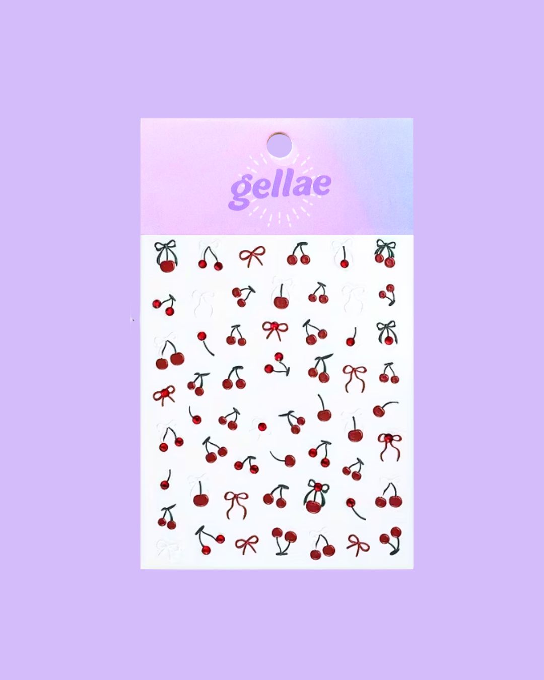 Red Cherry Bow Nail Decal Stickers