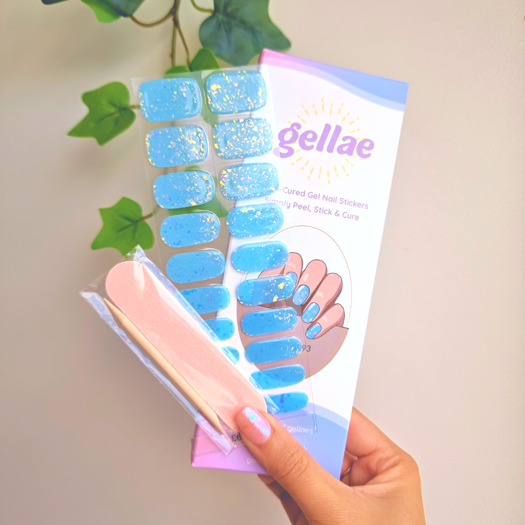 Blue Butterfly Speckles Easter Gellae Gel Nail Sticker Wrap Kit