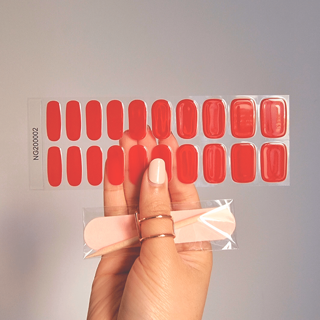 Gellae Candy Apple Red DIY Semicured Gel Nail Sticker Wrap Kit