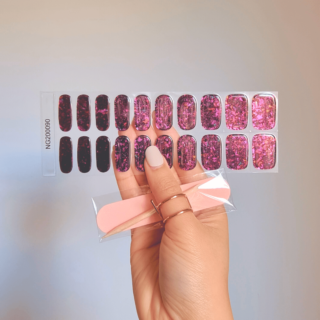 Gellae Midnight Amethyst (Speckled) DIY Semicured Gel Nail Sticker Wrap Kit