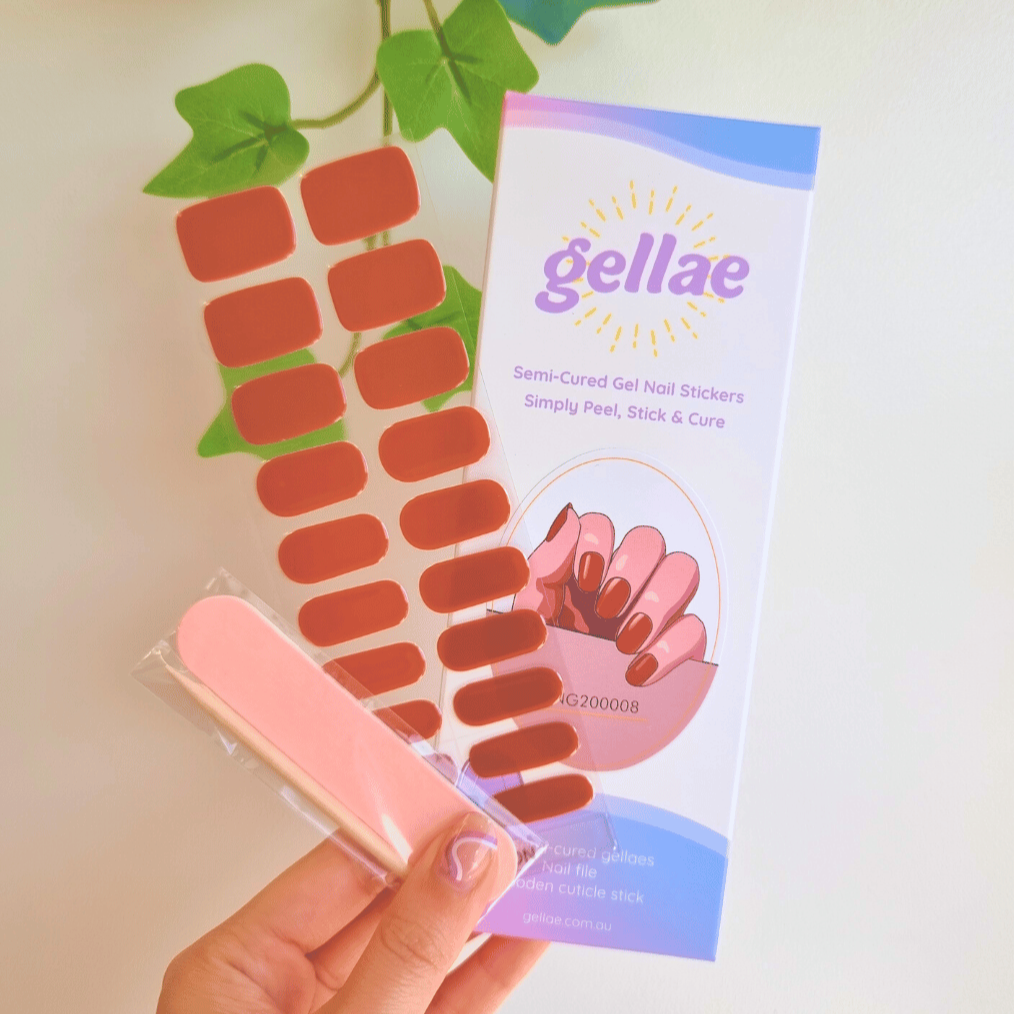 Gellae Red Velvet DIY Semicured Gel Nail Sticker Wrap Kit
