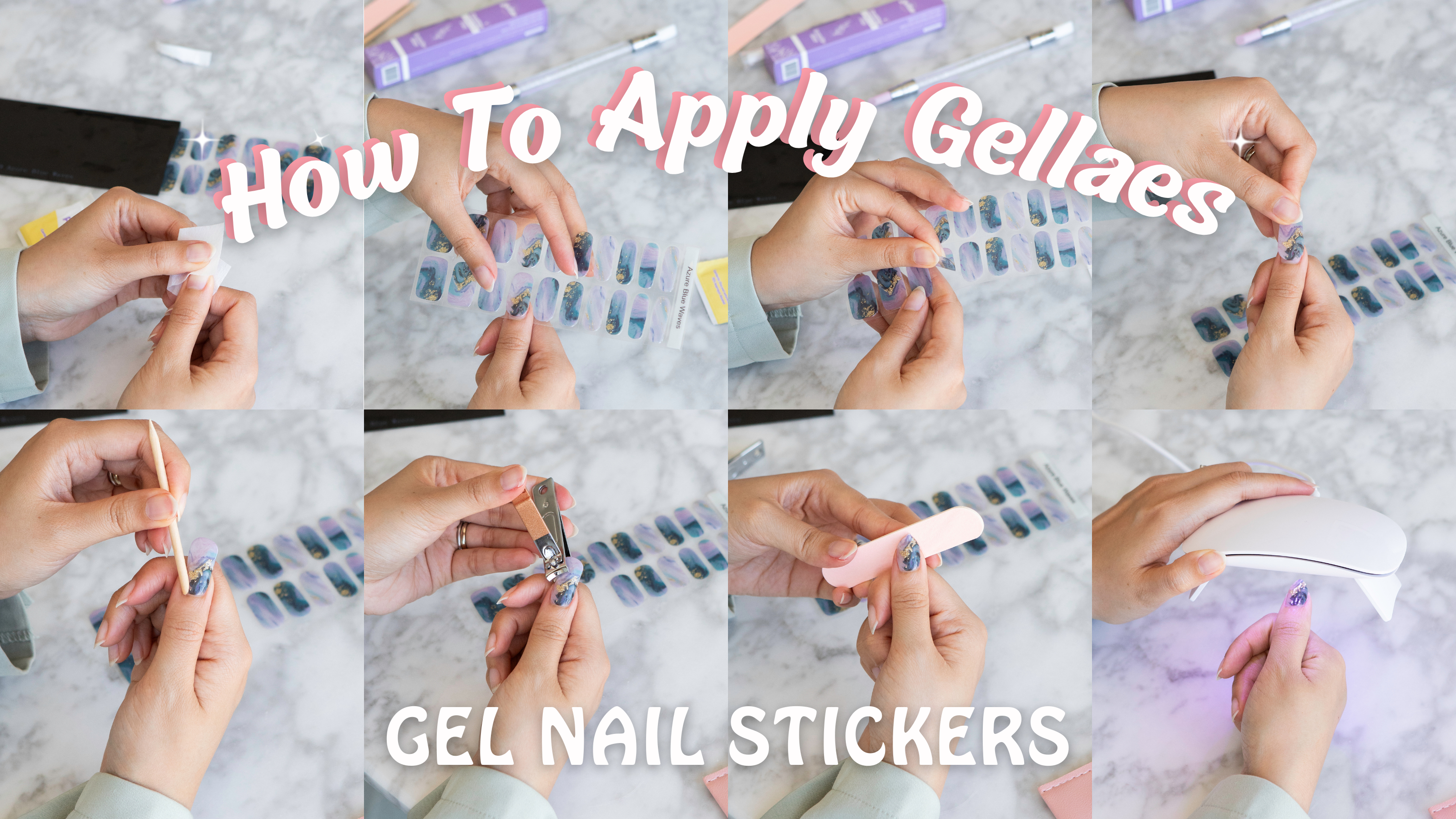 Load video: How To Apply Gellae Gel Nail Stickers