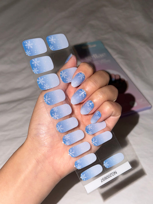 Blue Snowflake Frost DIY Semicured Gel Nail Sticker Kit