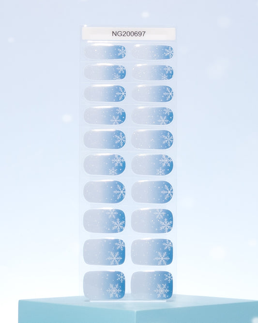 Blue Snowflake Frost DIY Semicured Gel Nail Sticker Kit