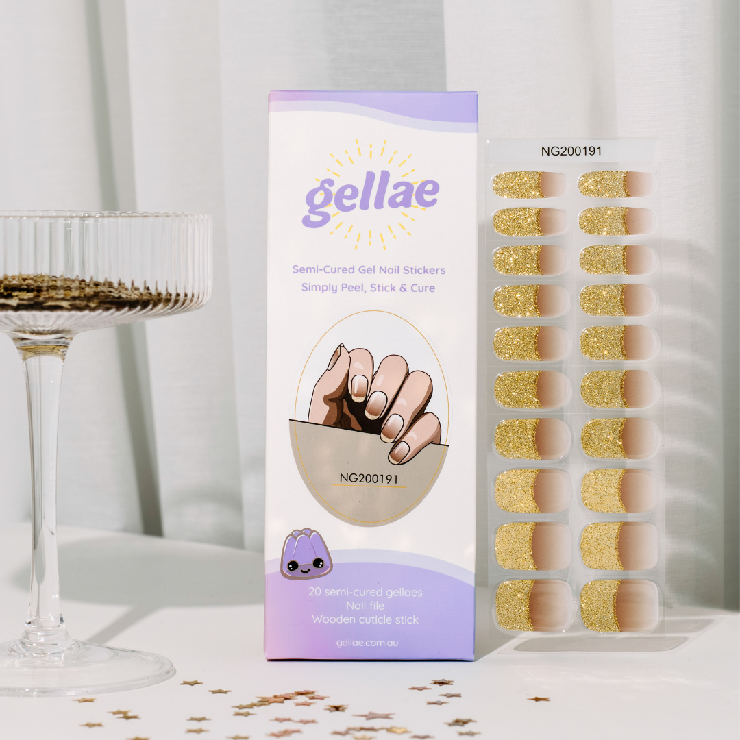 Champagne Gold French Tip DIY Semicured Gel Nail Sticker Kit (LIMITED EDITION)