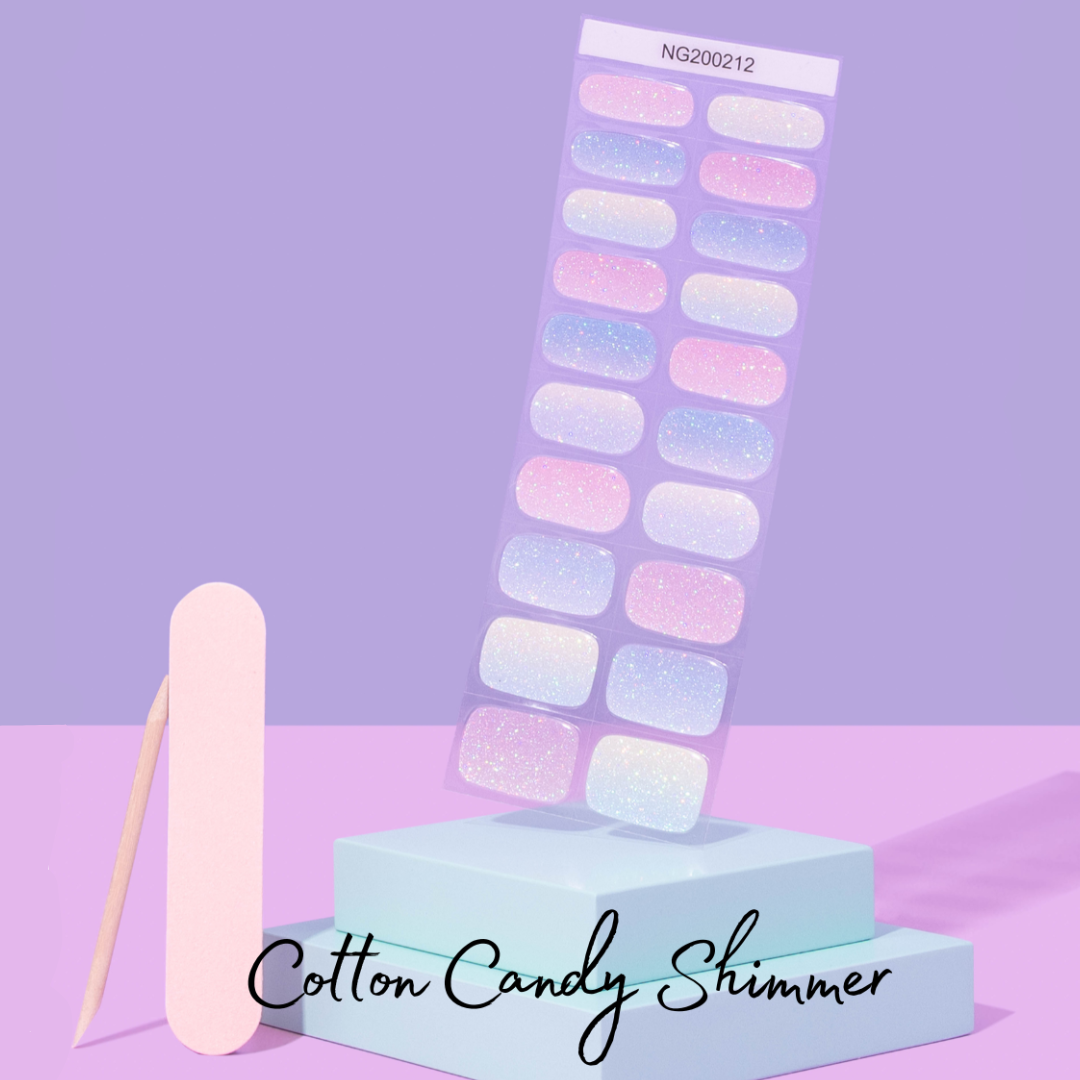 Cotton Candy Shimmer DIY Semicured Gel Nail Sticker Kit