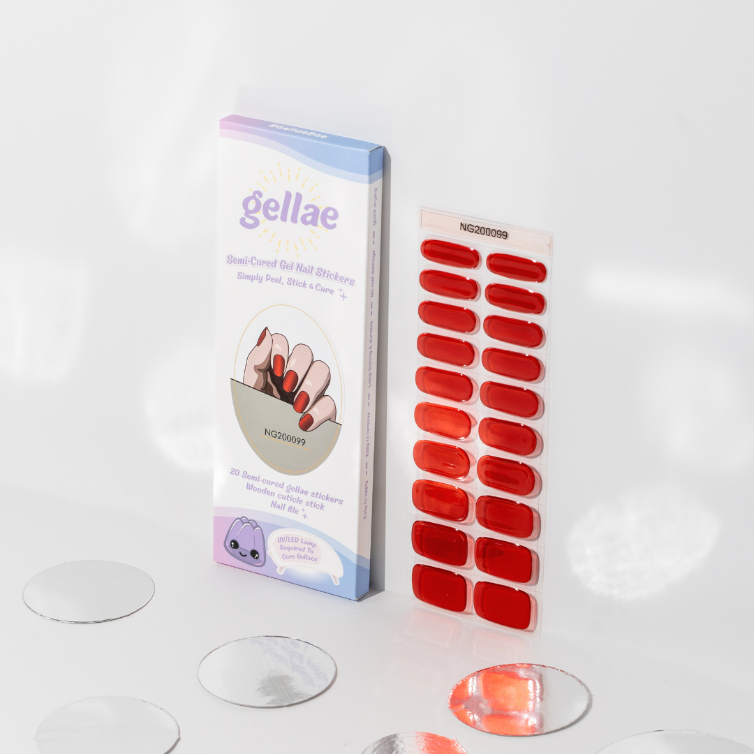Crimson Allure Chrome DIY Semicured Gel Nail Sticker Kit