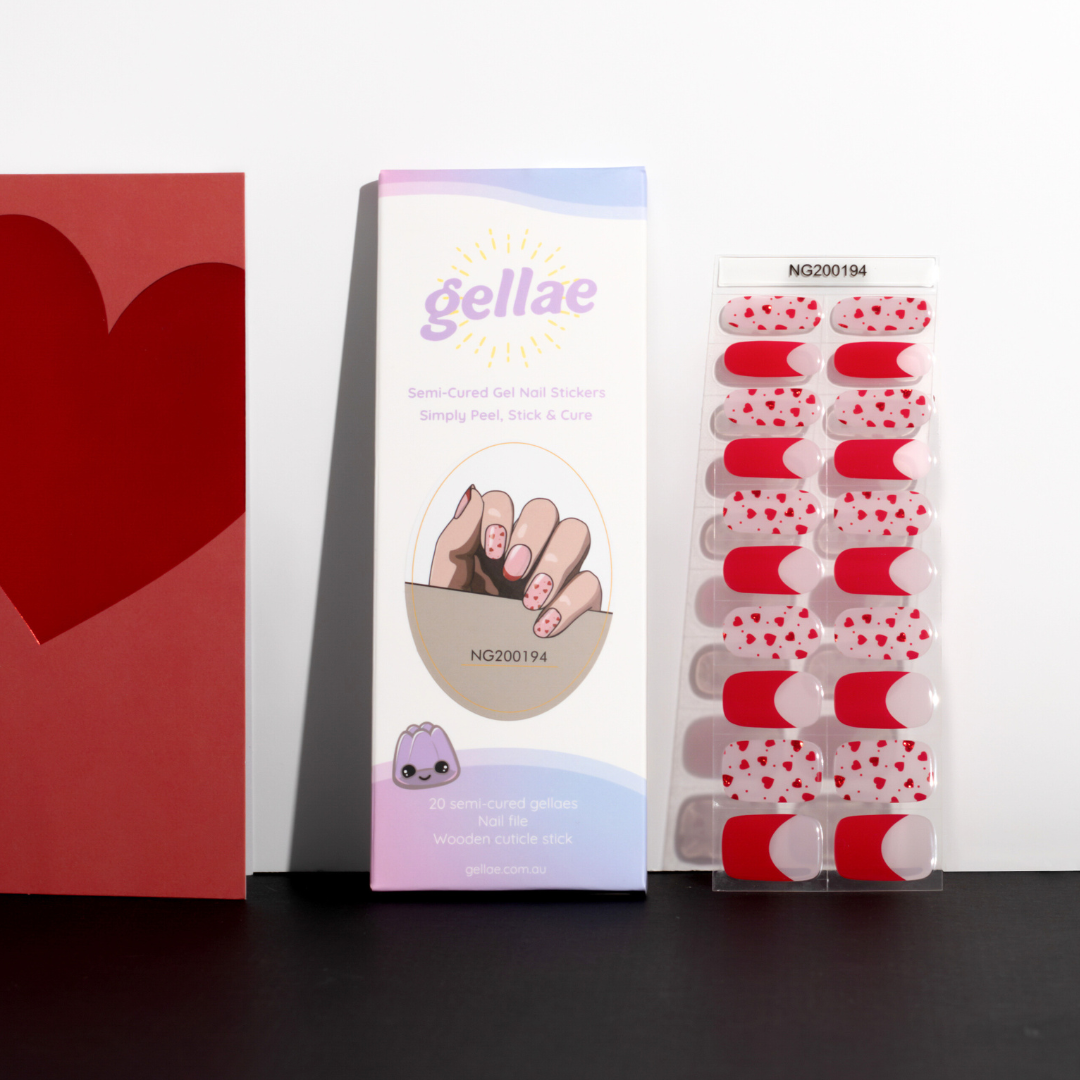Cupid's Red Hearts Amour Gellae DIY Semicured Gel Nail Sticker Kit (VALENTINE LIMITED EDITION)