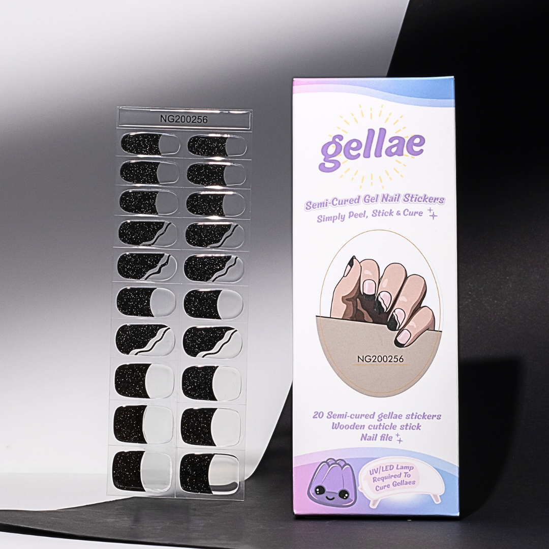 French Tip Noir Wave DIY Semicured Gellae Gel Nail Sticker Kit (LIMITED EDITION)