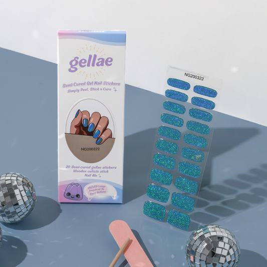 Gellae Arctic Breeze Holographic DIY Semicured Gel Nail Sticker Kit