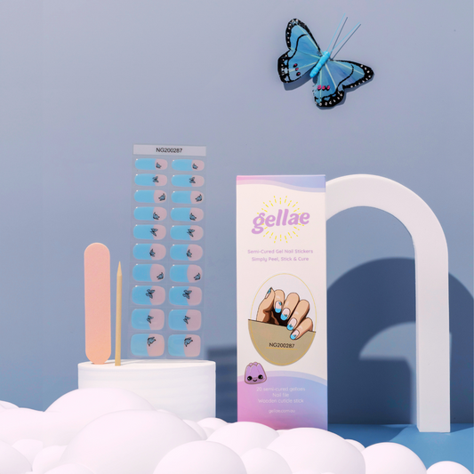 Gellae Blue Butterfly Kisses DIY Semicured Gel Nail Sticker Kit