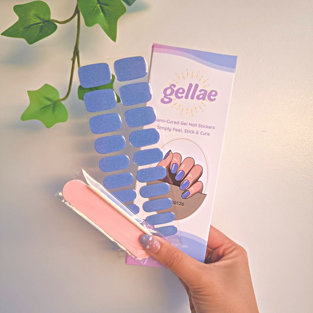 Gellae Blue Holographic Shimmers DIY semicured gel nail sticker wrap