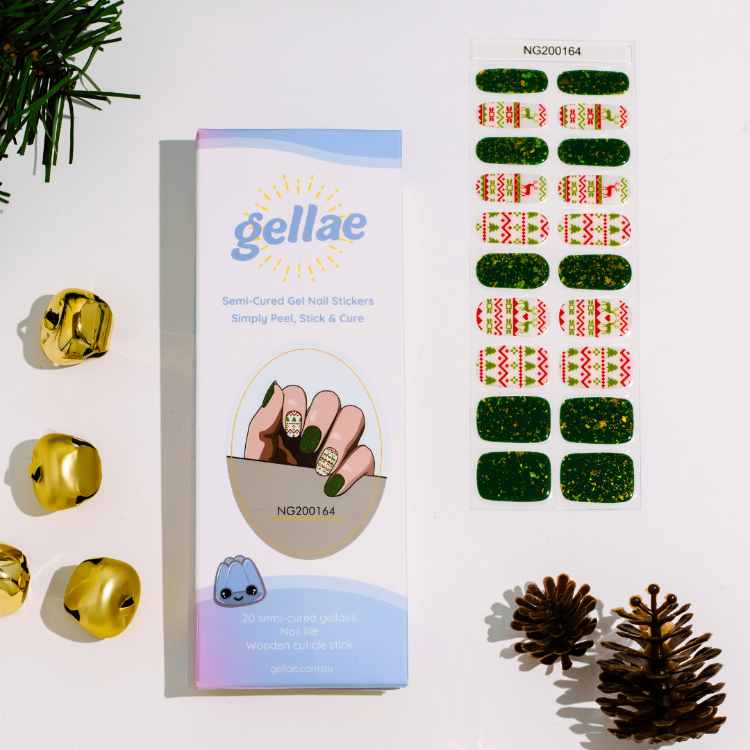 Gellae Buddy The Elf Sweater DIY Semicured Gel Nail Sticker Kit (Christmas Limited Edition)