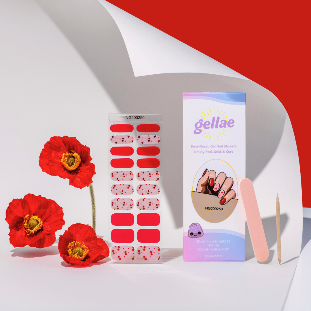 Gellae Cherry Pop DIY Semicured Gel Nail Sticker Kit