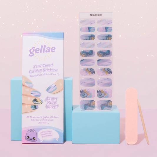 Gellae DIY Azure Blue Waves DIY Semicured Gel Nail Sticker Kit