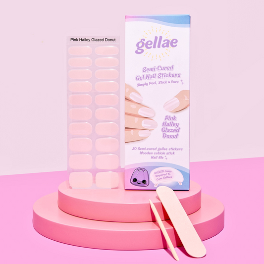 Gellae DIY Pink Hailey Glazed Donut DIY Semicured Gel Nail Sticker Kit