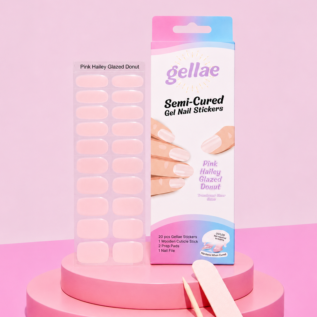 Gellae DIY Pink Hailey Glazed Donut DIY Semicured Gel Nail Sticker Kit