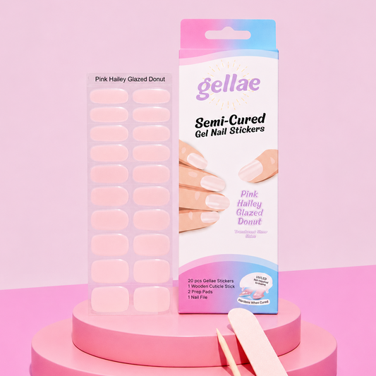 Gellae DIY Pink Hailey Glazed Donut DIY Semicured Gel Nail Sticker Kit