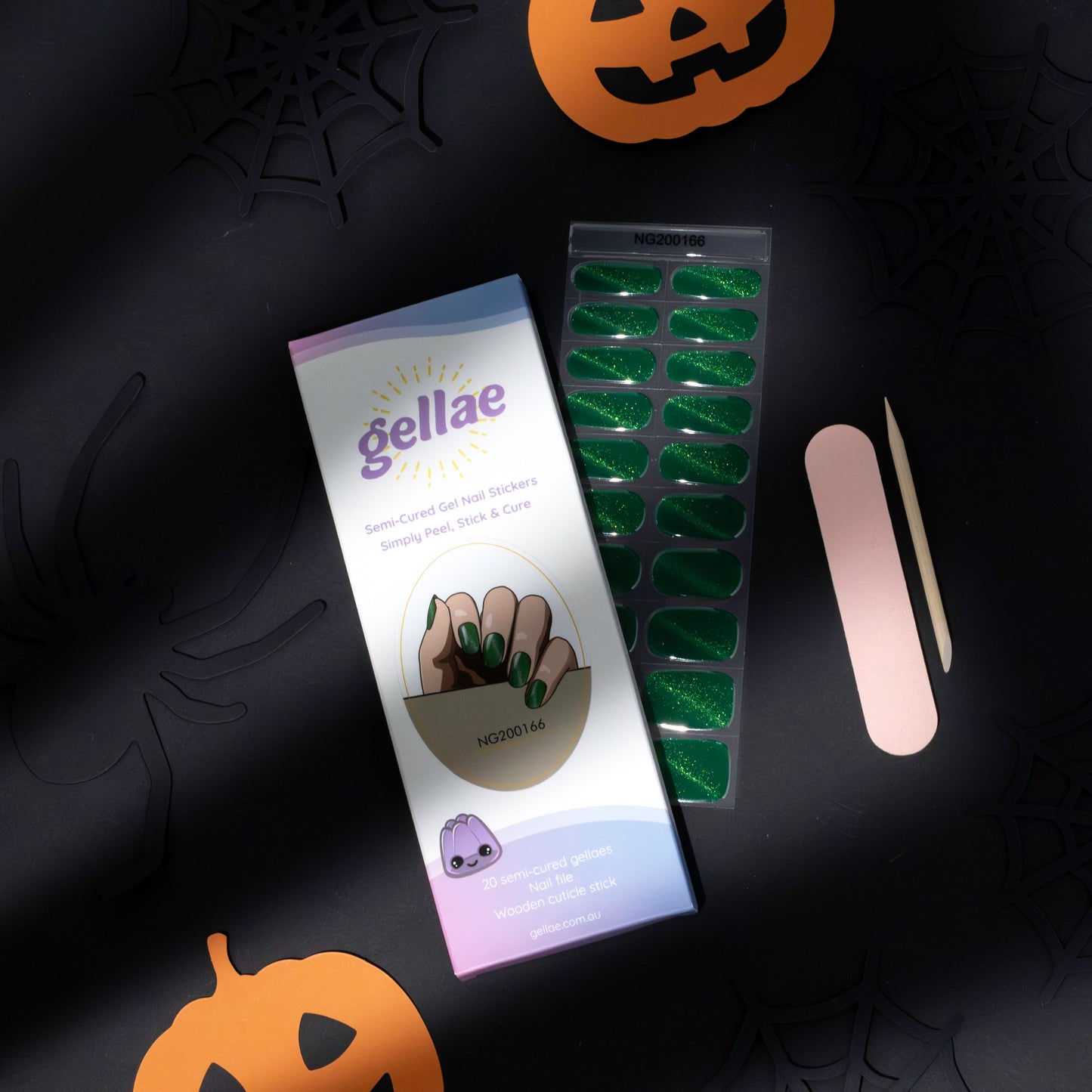 Gellae Green With Envy Cat Eye Magnetic DIY Semicured Gel Nail Sticker Kit